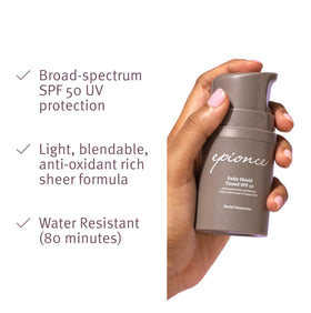 Epionce Daily Shield Tinted SPF 50 application on skin