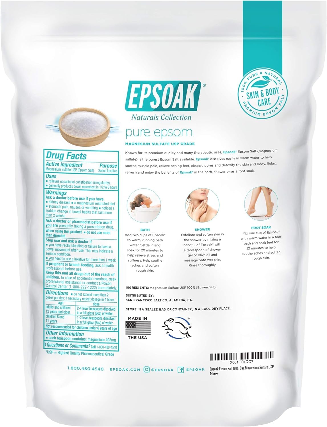 Epsoak Epsom Salt in a relaxing bath setting