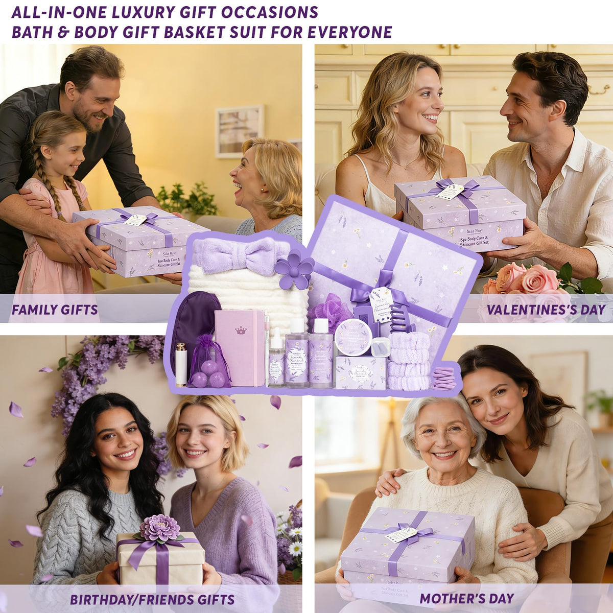 Epsom salt and bath bombs included in the gift set
