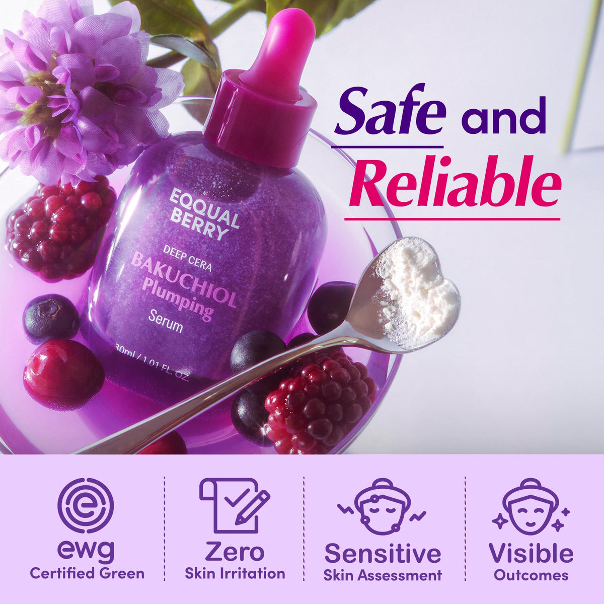 EQQUALBERRY Bakuchiol Plumping Face Serum 30ml lifestyle scene