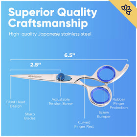 Equinox Hair Scissors 6.5-inch ergonomic design with curved finger rest