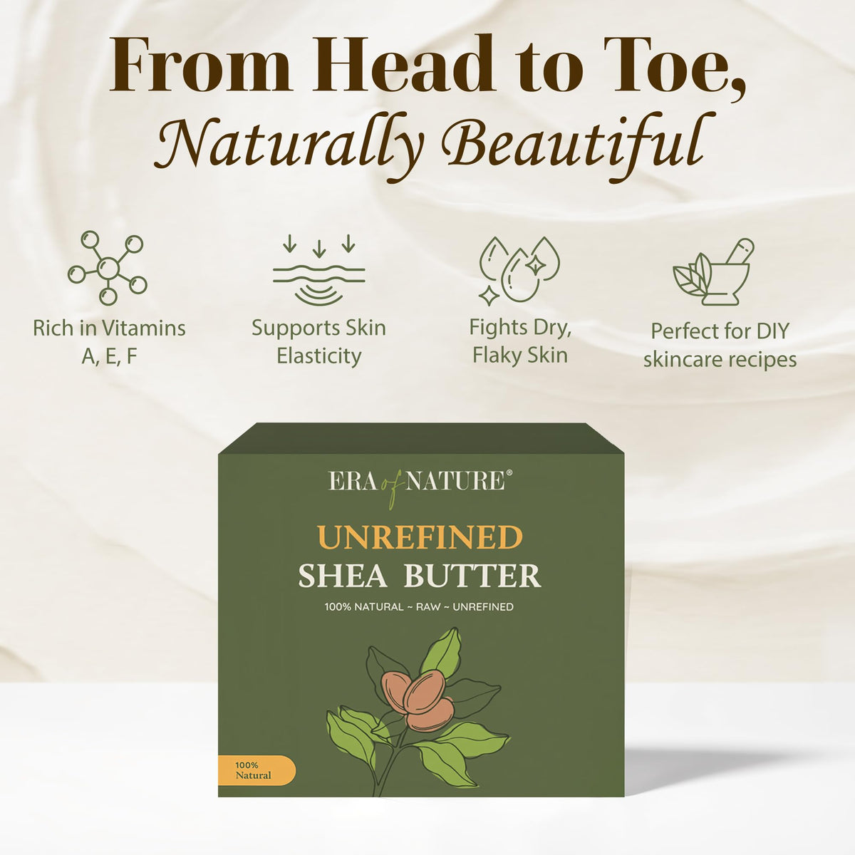 era of nature Organic Raw Shea Butter packaging with Kraft Foil bag