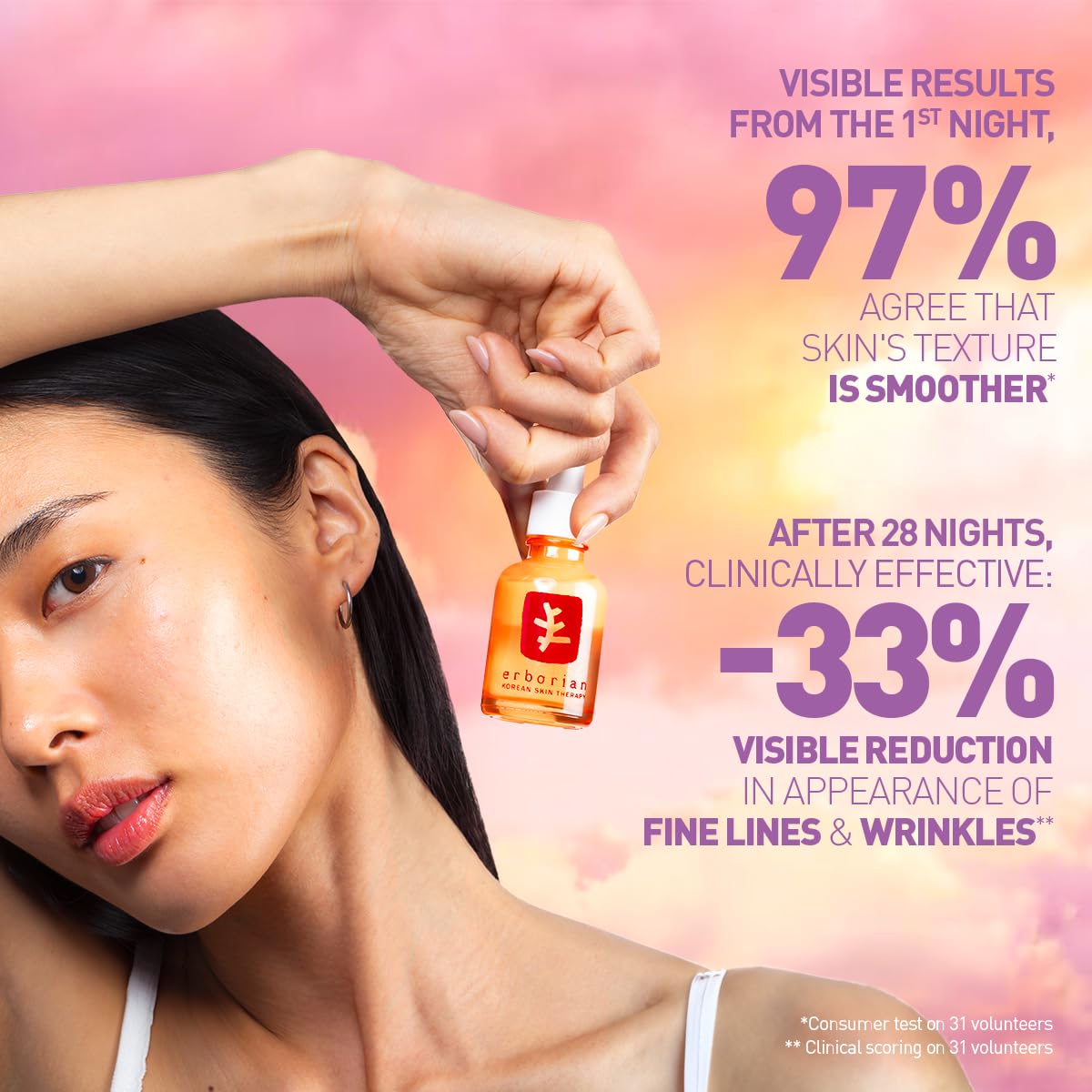 Erborian Multi-Perfecting Milky Night Serum in lifestyle setting on a nightstand