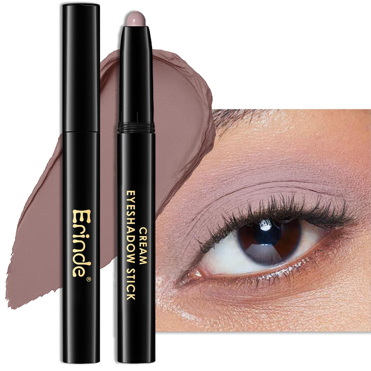 Erinde Waterproof Cream Eyeshadow Stick Grey Mauve Taupe front view