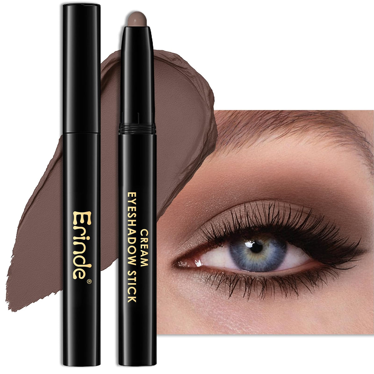 Erinde Waterproof Cream Eyeshadow Stick in Mocha Brown front view