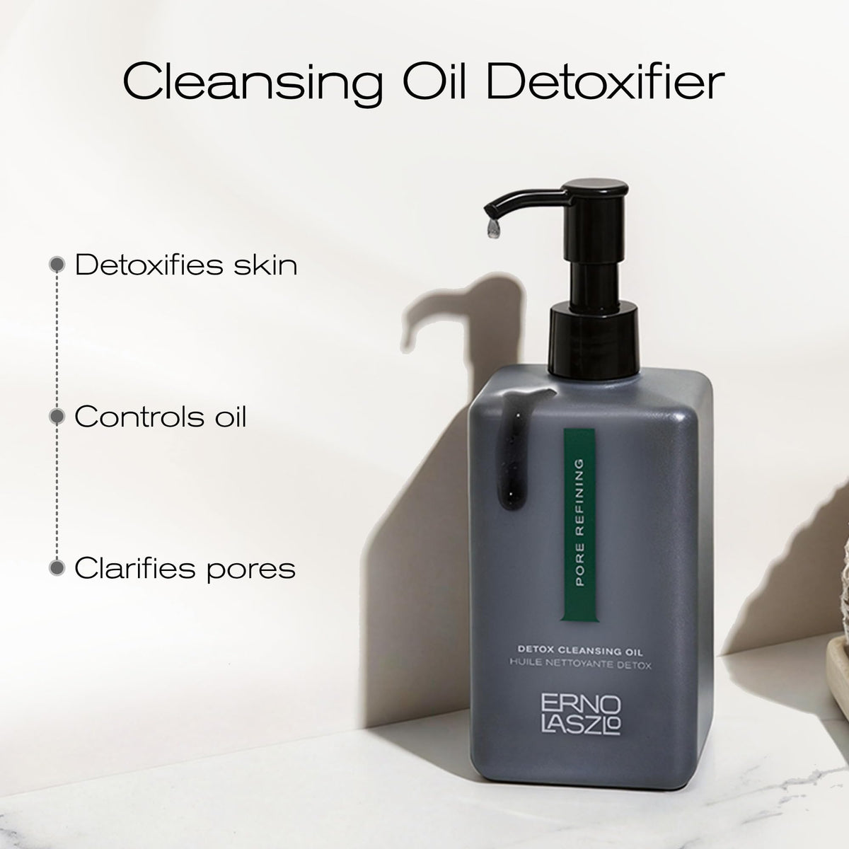 Erno Laszlo Cleansing Oil Charcoal Powered bottle side view