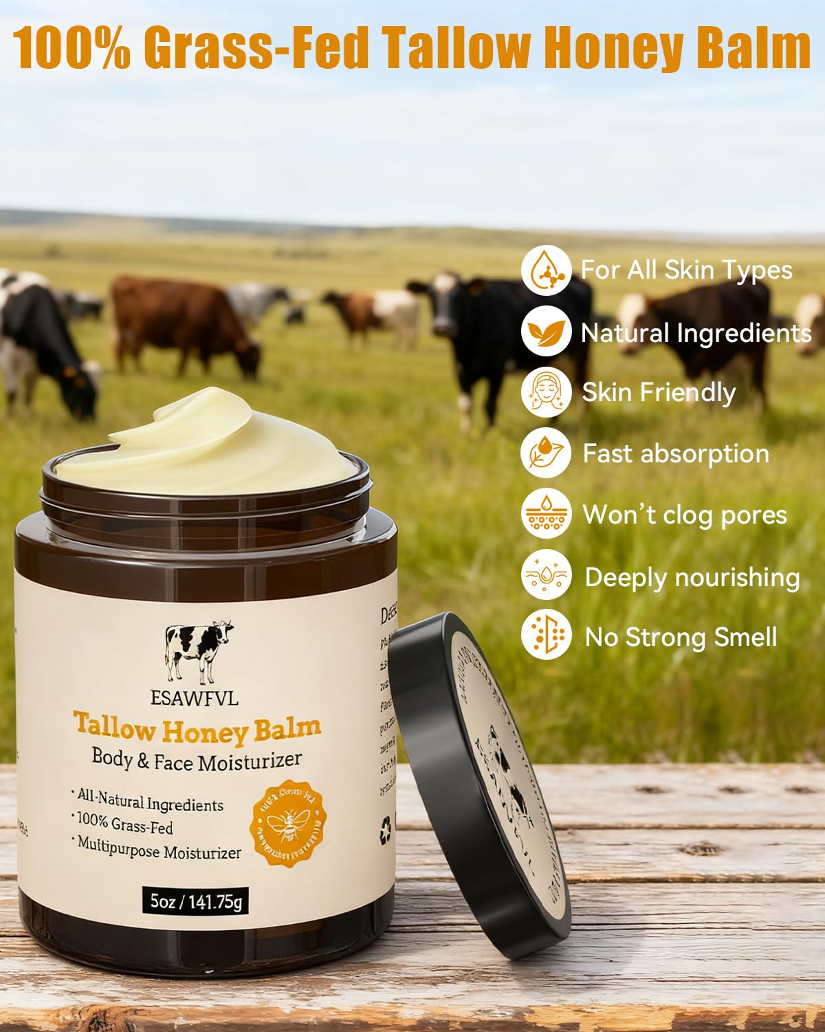 ESAWFVL Beef Tallow Whipped Balm 5oz packaging