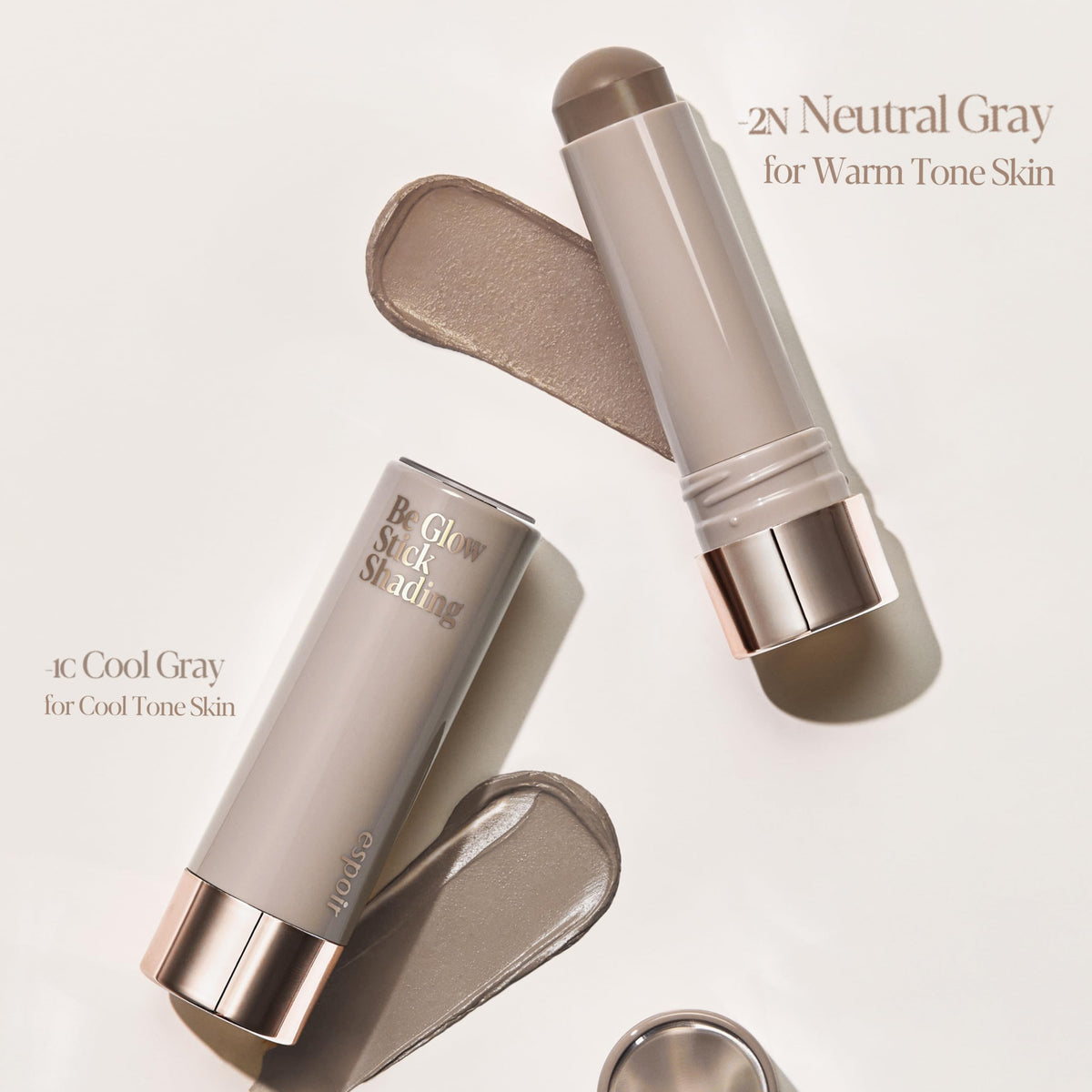Espoir Be Glow Shading Stick Contour #1 Neutral Gray creamy texture close-up
