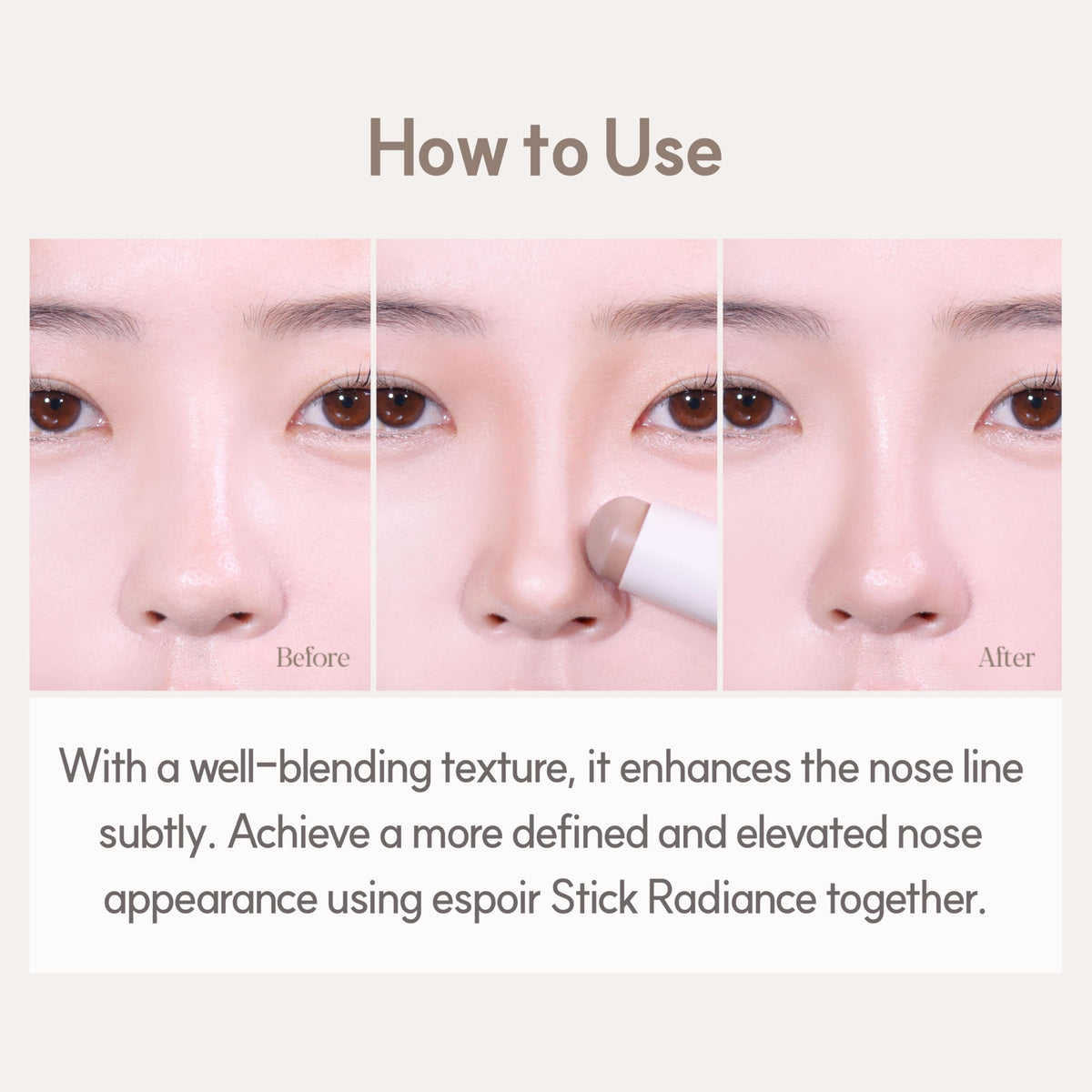 Espoir Be Glow Shading Stick Contour #2 Cool Gray with makeup brush