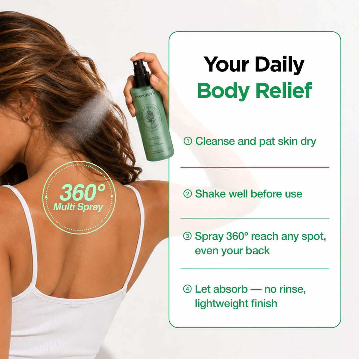 ESSENHERB Tea Tree 90 Clear Body Mist packaging and product details