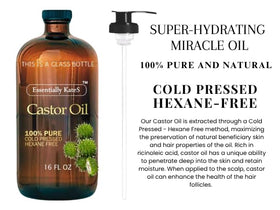 Essentially KateS Castor Oil bottle with pump in use