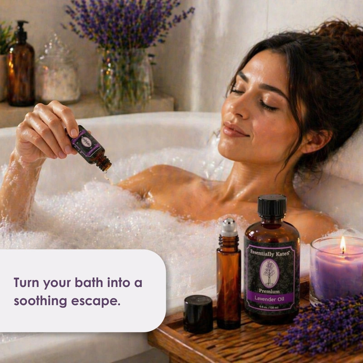 Essentially KateS Lavender Oil packaging with dimensions