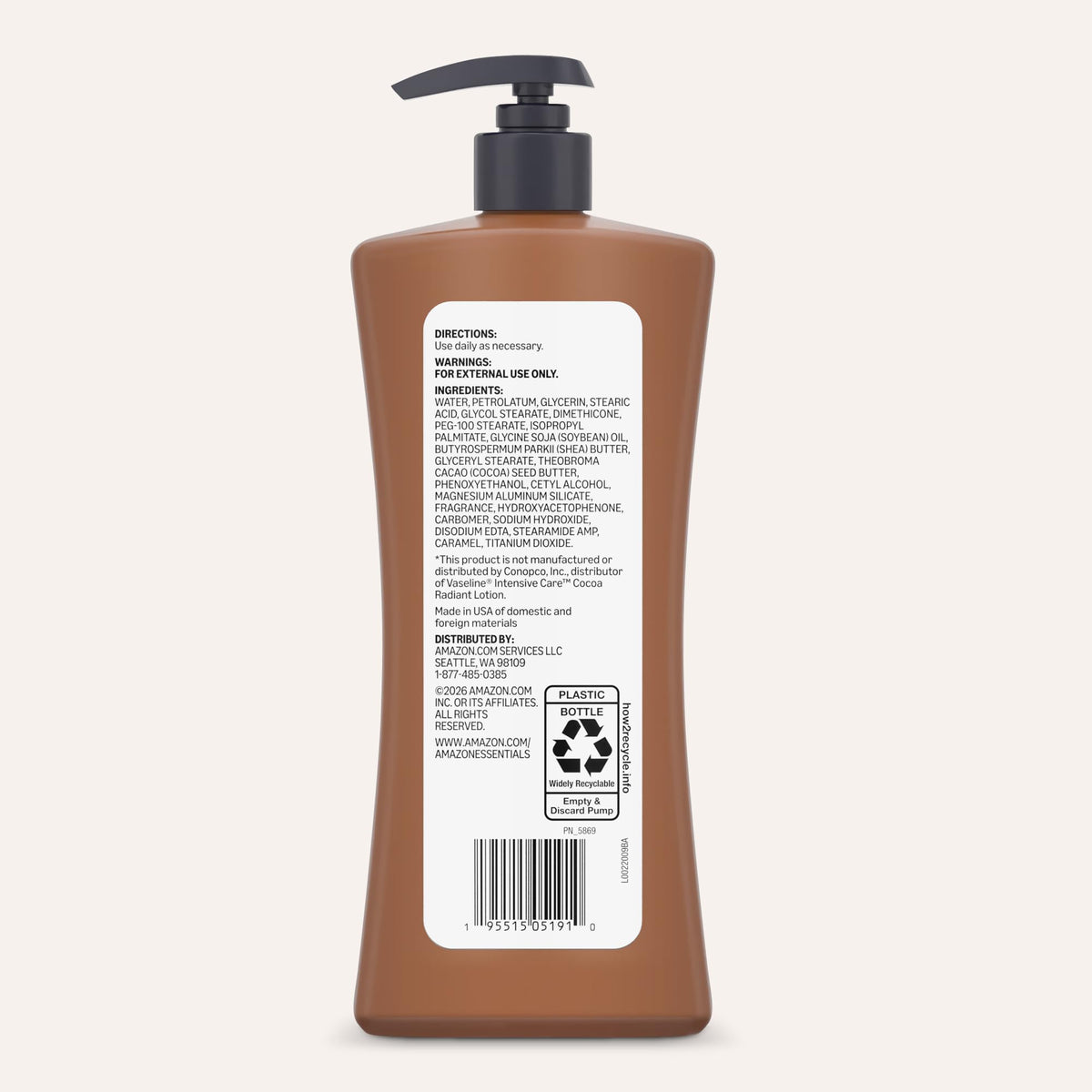 Essentials Cocoa Butter Body Lotion with natural background