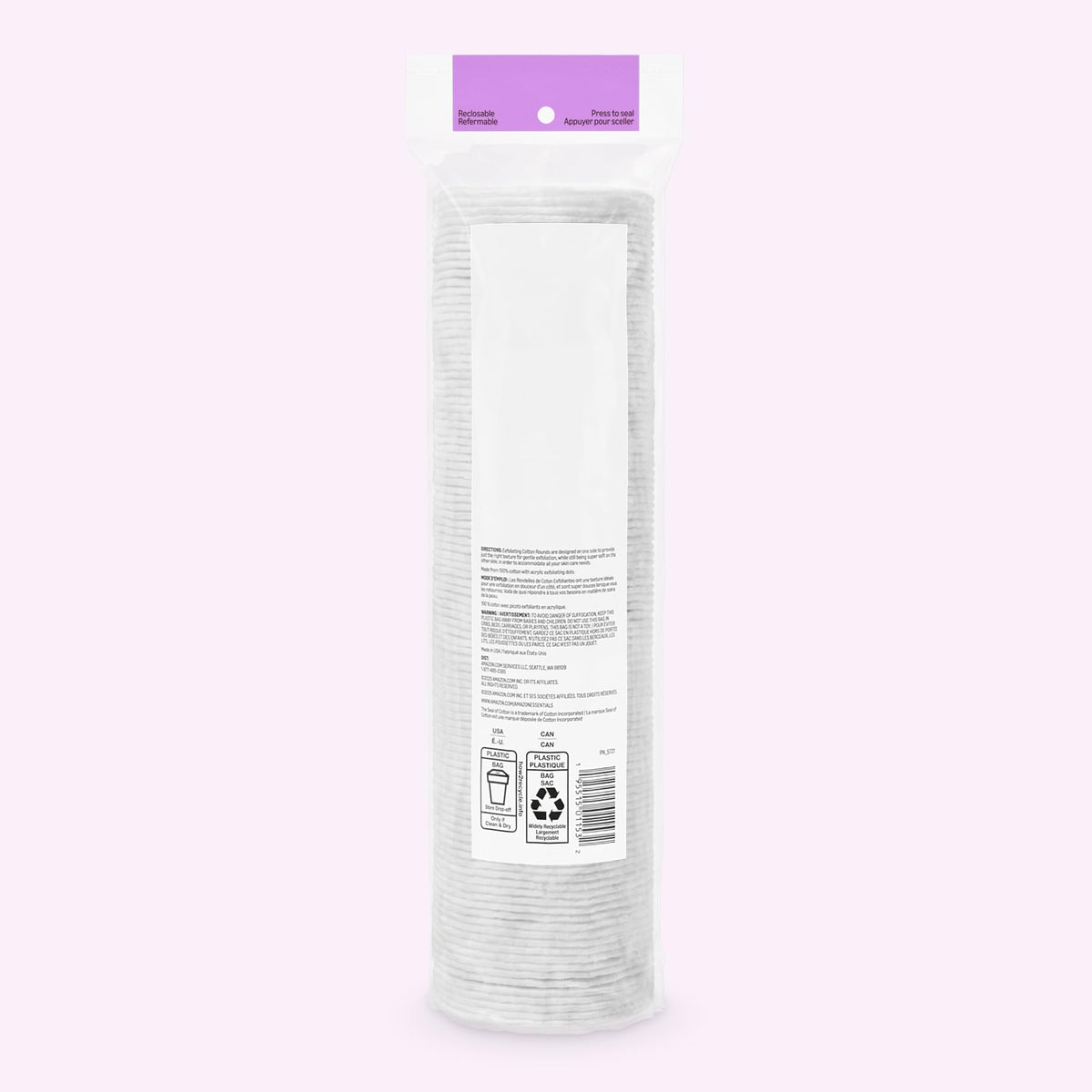 Essentials Exfoliating Cotton Rounds soft side for makeup removal