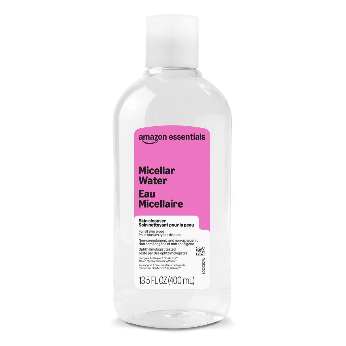 Essentials Micellar Water 13.5 Fl Oz front view with pink label