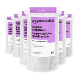 Essentials Oval Premium Cotton Pads front view packaging