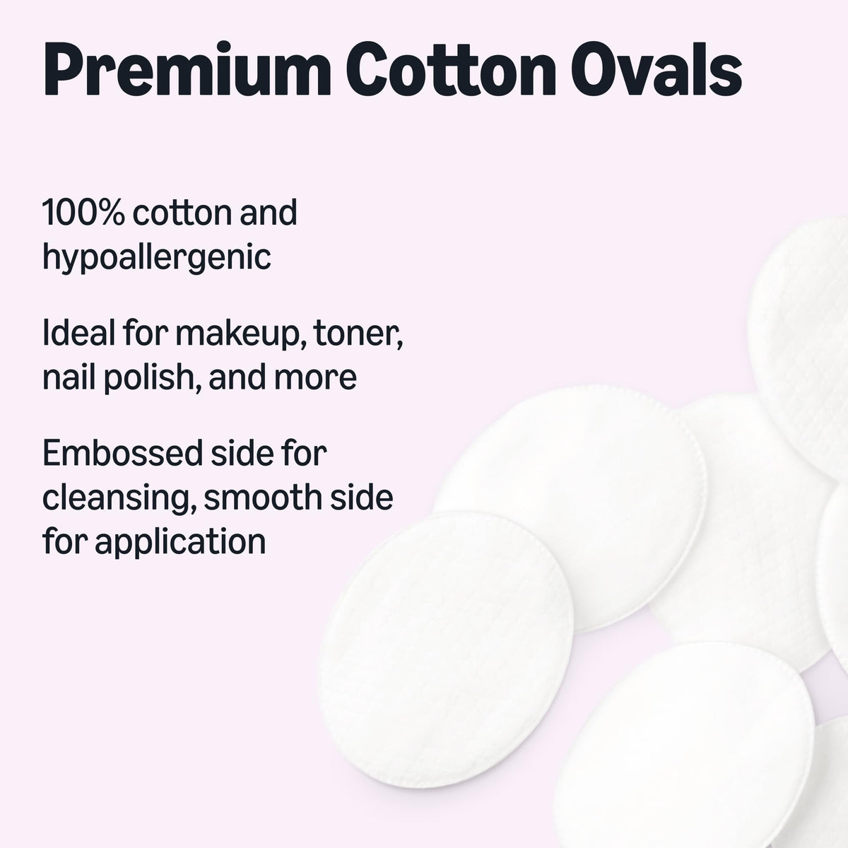 Essentials Oval Premium Cotton Pads stacked for display
