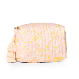 Essentials Quilted Makeup Toiletry Bag front view with tassel zipper