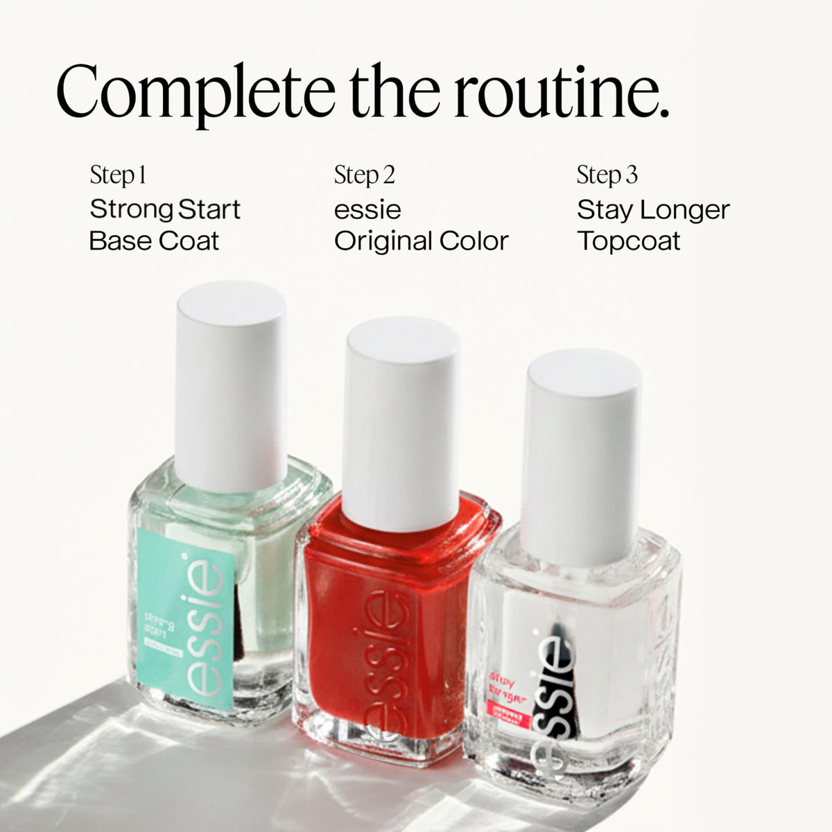 essie Bordeaux Nail Polish alongside base and top coat