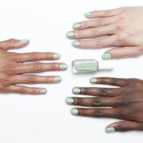 essie Expressie Mint Green Nail Polish bottle on a table
