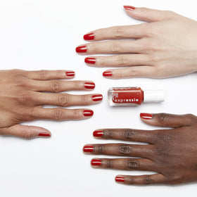 essie Expressie Quick-Dry Bright Red Nail Polish application on nails