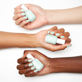 essie First Kiss Bliss nail polish applied on nails