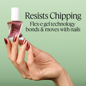 essie Gel Couture Long-Lasting Nail Polish Deep Plum in a nail care setup