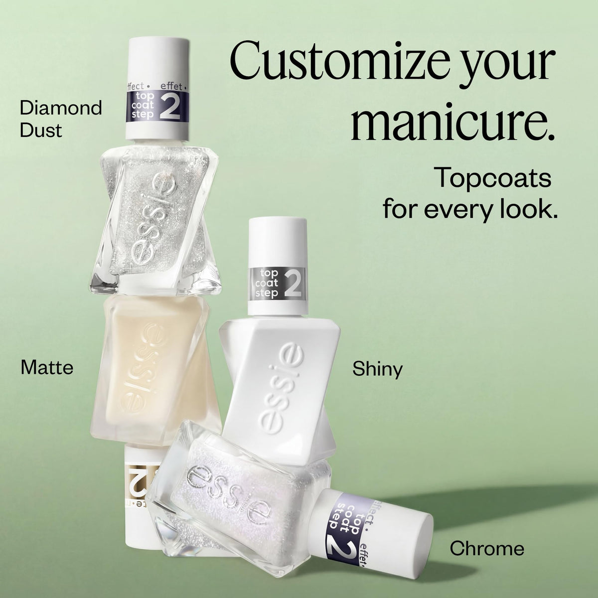 essie Gel Couture Matte Top Coat application on nails