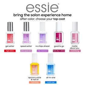 essie Gel Setter Top Coat close-up showing brush detail