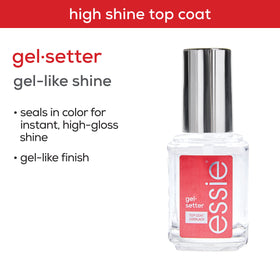 essie Gel Setter Top Coat in lifestyle setting with nail tools