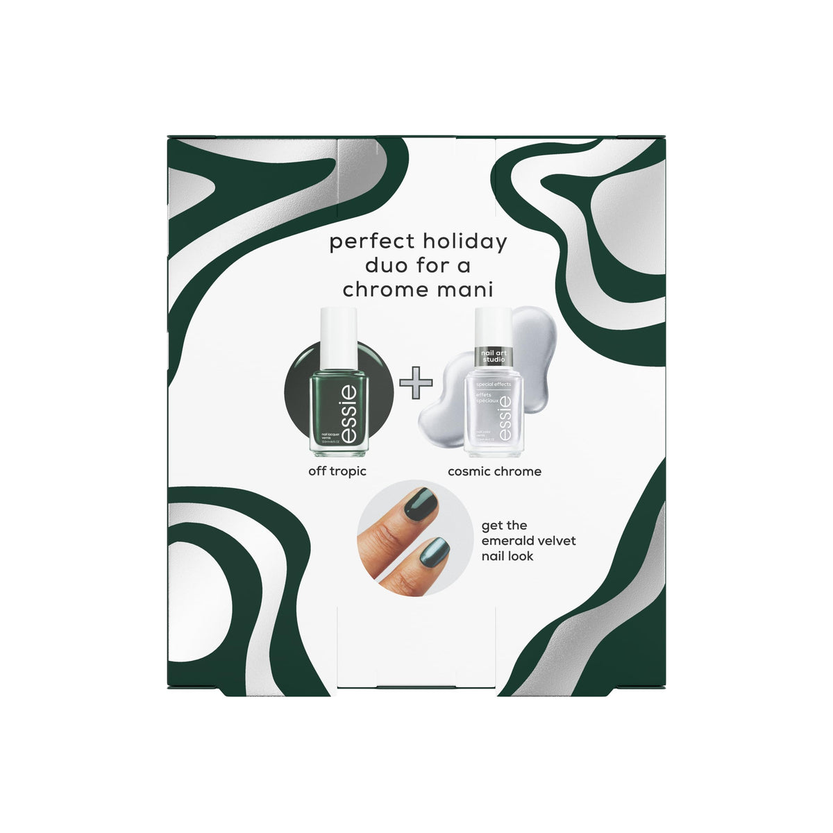 essie Holiday Duo Gift Set displayed on a festive table