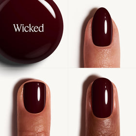 essie Nail Colour Wicked deep blood red polish brush close-up