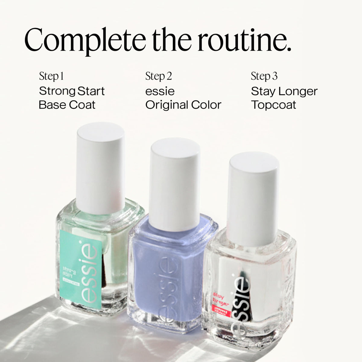 essie Nail Polish Be Them All blue nail polish with base coat