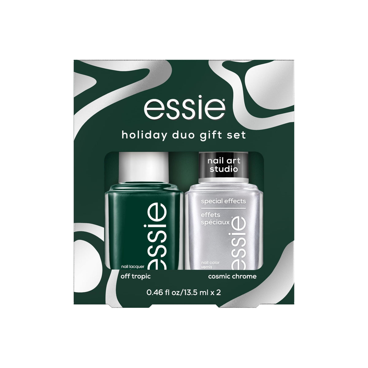 essie Nail Polish Holiday Duo Gift Set in emerald velvet packaging