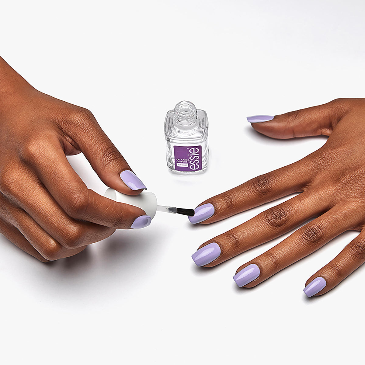 essie No Chips Ahead Top Coat applied on nails