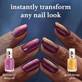 essie Tempted with Envy nail polish in lifestyle setting