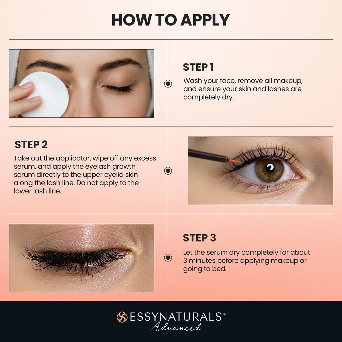 EssyNaturals Eyelash Growth Serum on a vanity table