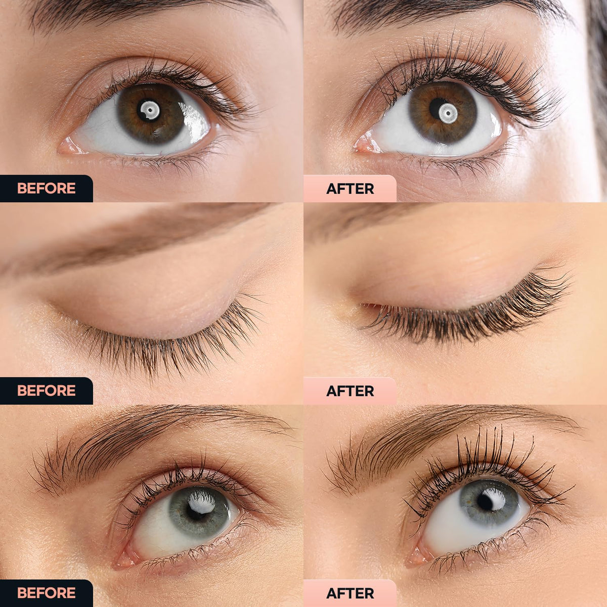 EssyNaturals Eyelash Growth Serum with lush eyelashes background