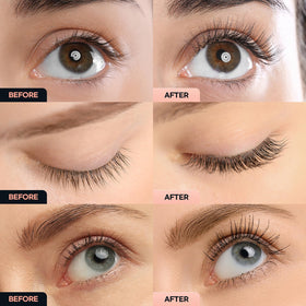 EssyNaturals Eyelash Growth Serum with lush eyelashes background