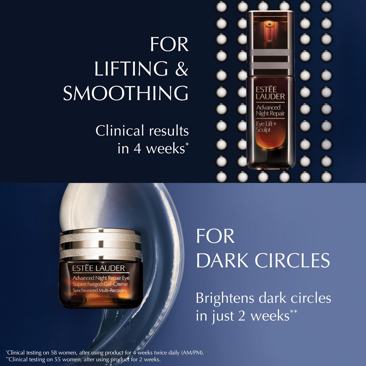 Estée Lauder Advanced Night Repair Eye Lift cream in a beauty flatlay