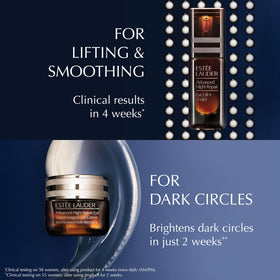 Estée Lauder Advanced Night Repair Eye Lift cream in a beauty flatlay