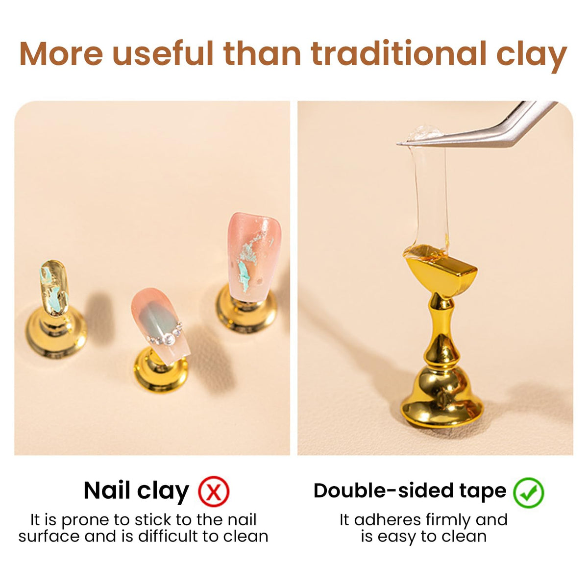 ESUOHYM double sided tape on a nail stand display