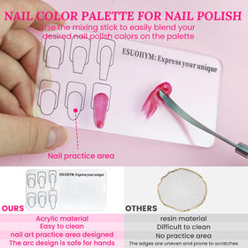 ESUOHYM nail stand displaying various nail art designs