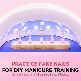 ESUOHYM Nail Stand Set displayed with nail art designs