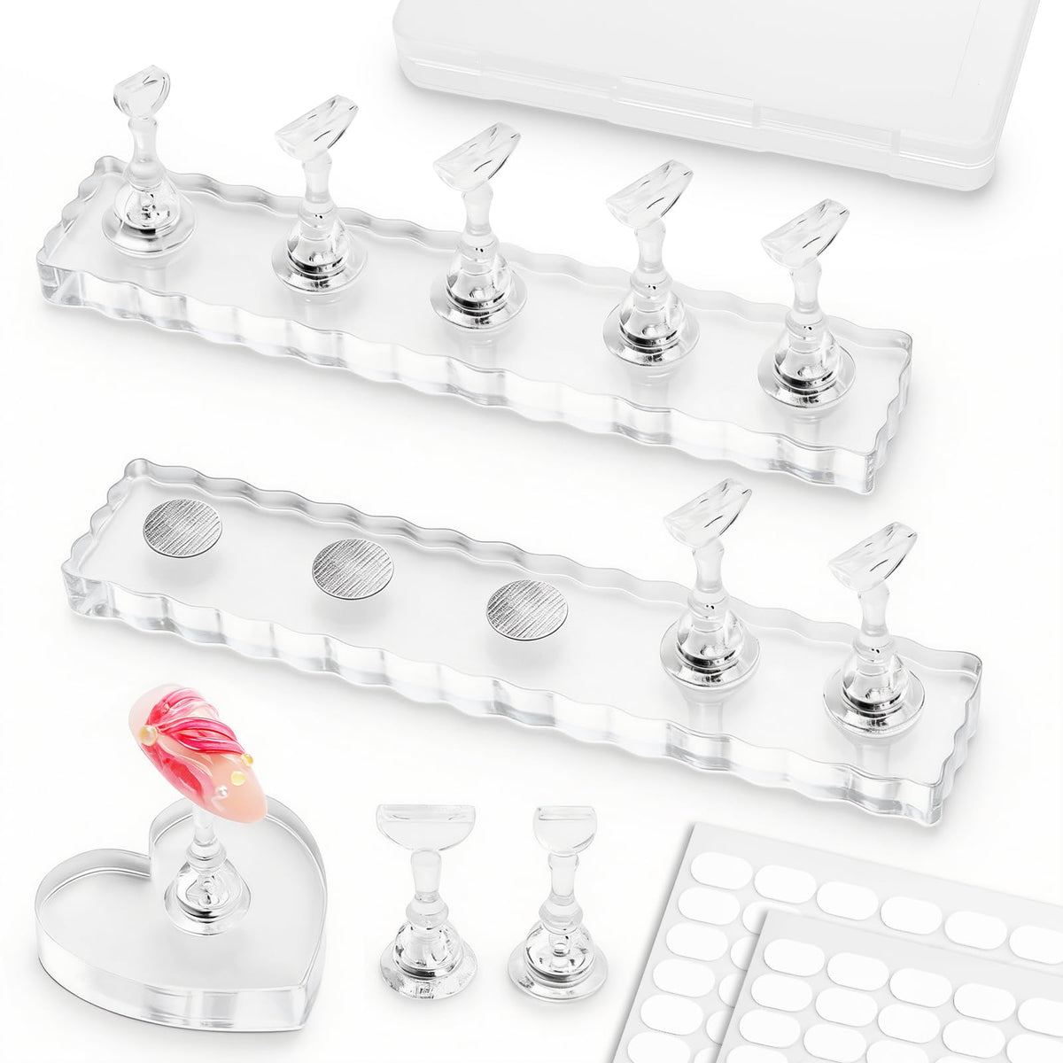 ESUOHYM Nail Stand Set with acrylic stands and storage box