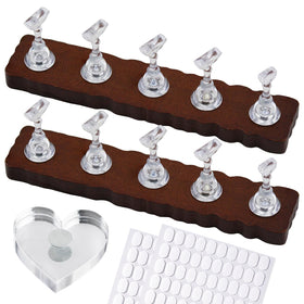 ESUOHYM Nail Stand Set with heart-shaped holder and wooden base
