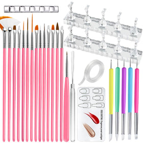 ESUOHYM Nail Stand Set with wooden stands and nail brushes
