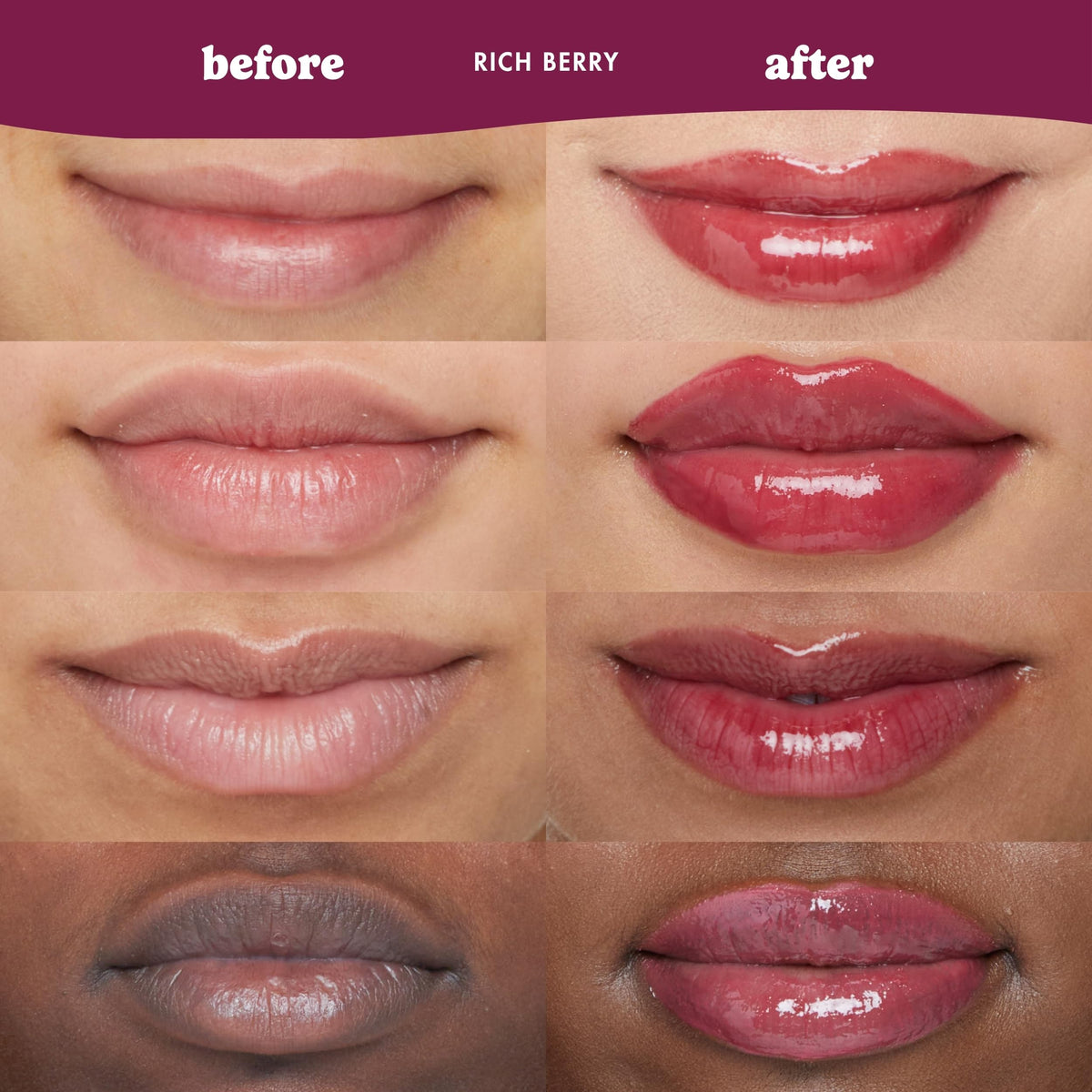 ESW Beauty Raspberry Acai Lip Gloss swatch on skin