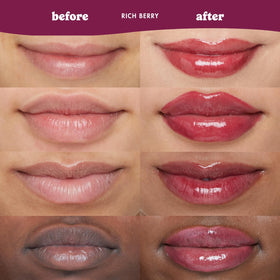 ESW Beauty Raspberry Acai Lip Gloss swatch on skin
