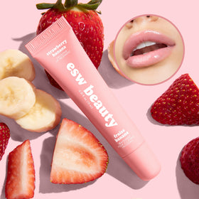 ESW Beauty Strawberry Banana Lip Gloss texture on lips